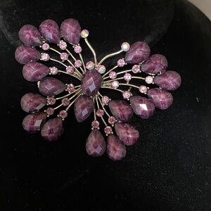 Vintage Rhinestone Pink Purple Butterfly Pin Brooch Jewelry Women’s Accessories